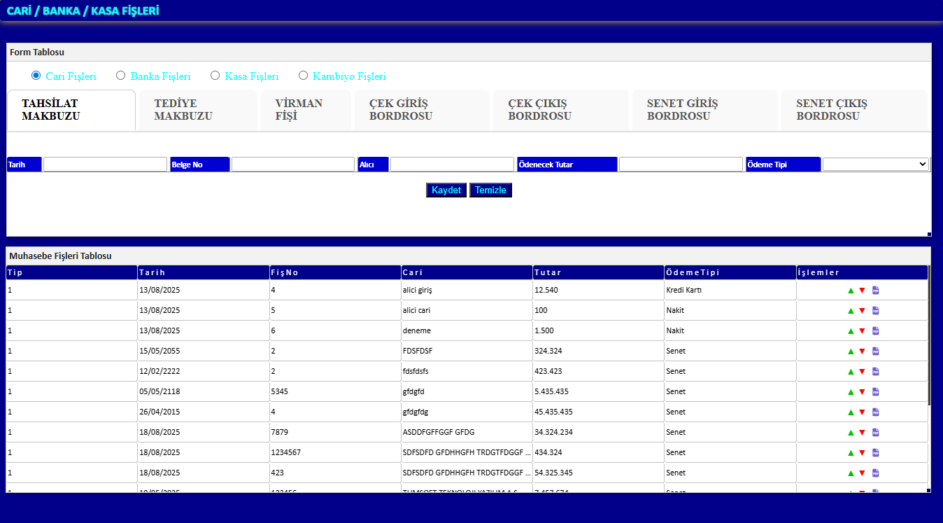 Kasa Kontrol Ekranı